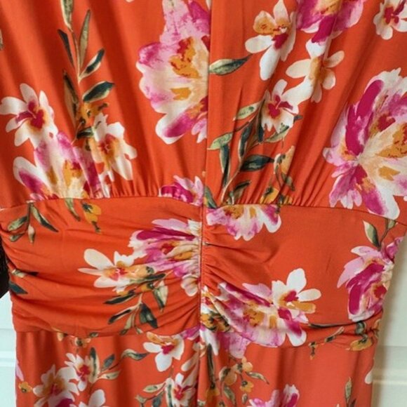 Vince Camuto Midi Dress Floral Print Twist Front Size 10 Cap Sleeves NEW - Picture 4 of 7